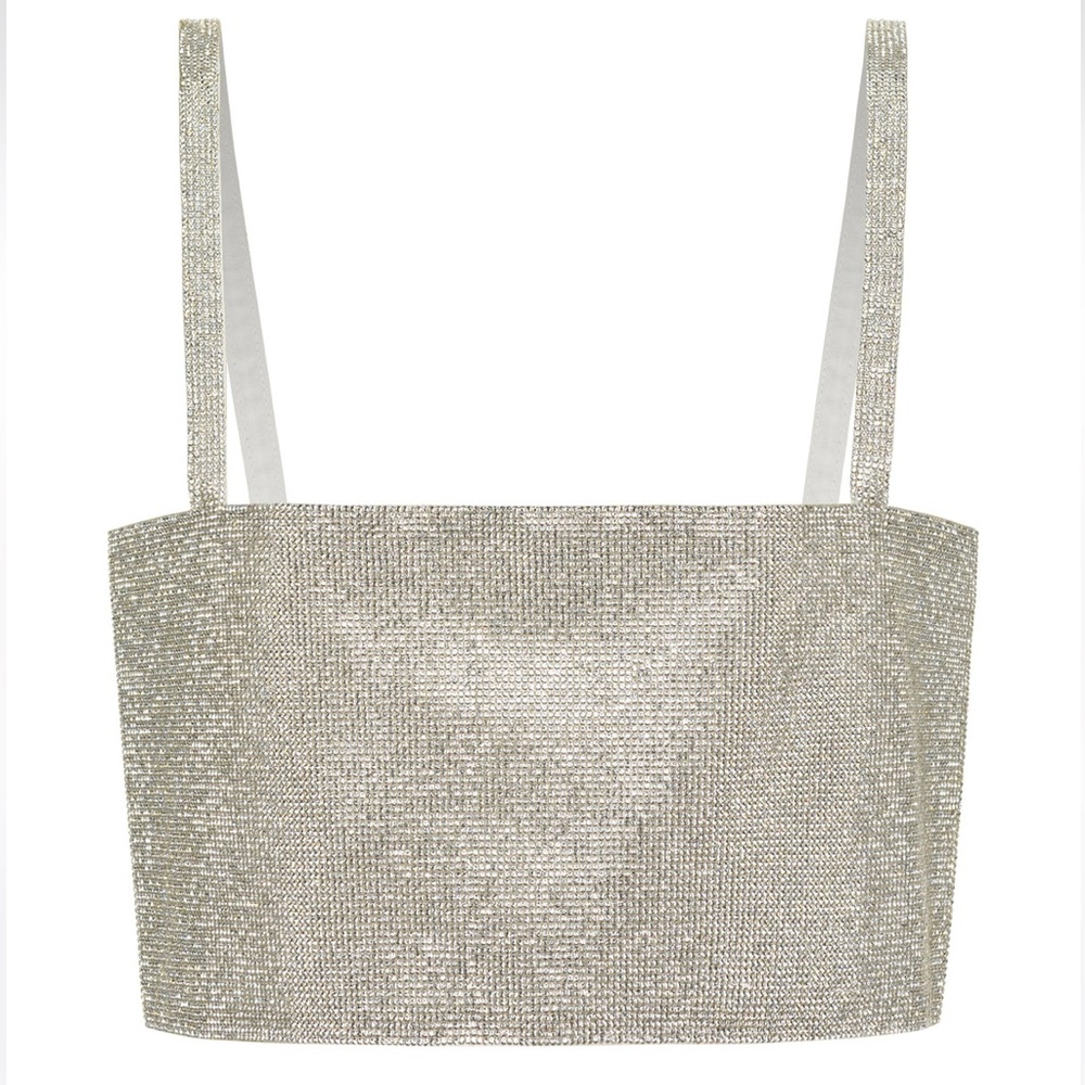 Shira Silver Rhinestone Crop Top